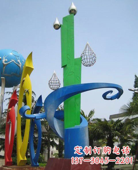 辽阳不锈钢抽象水滴和植物雕塑