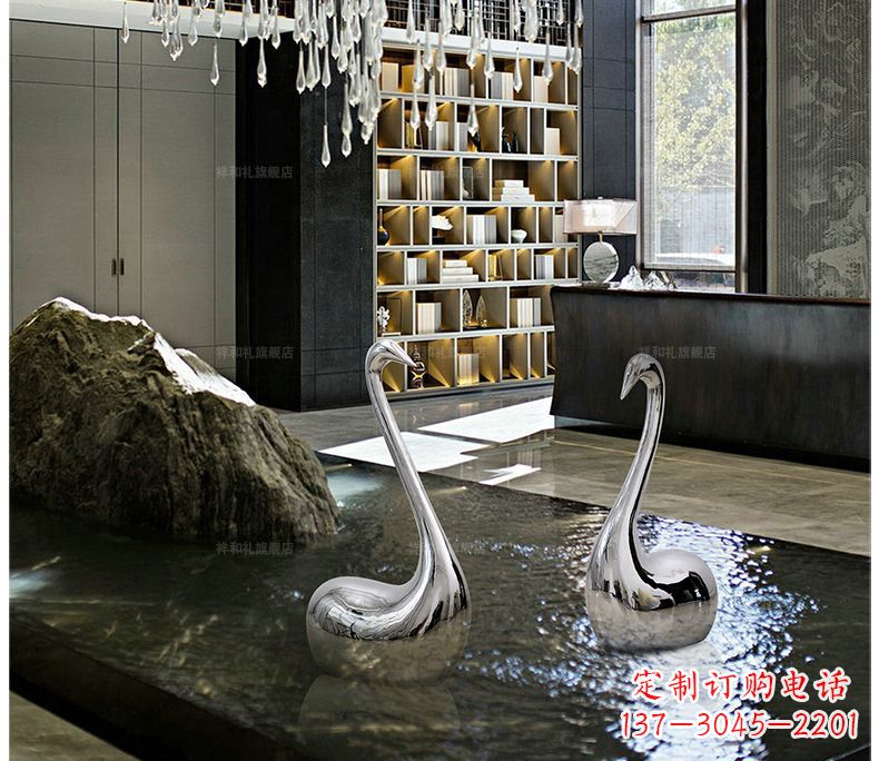 辽阳精致的不锈钢天鹅雕塑