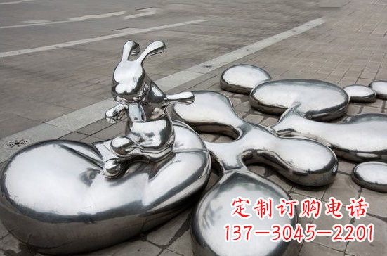 辽阳不锈钢抽象兔子和水滴雕塑