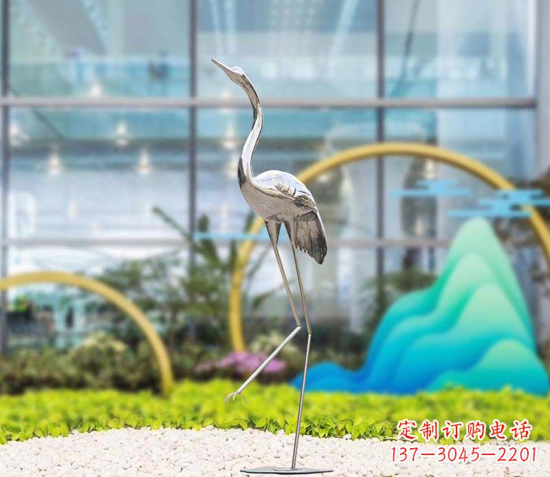辽阳不锈钢抽象仙鹤雕塑1