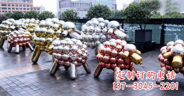 辽阳不锈钢抽象小羊肖恩动物广场雕塑