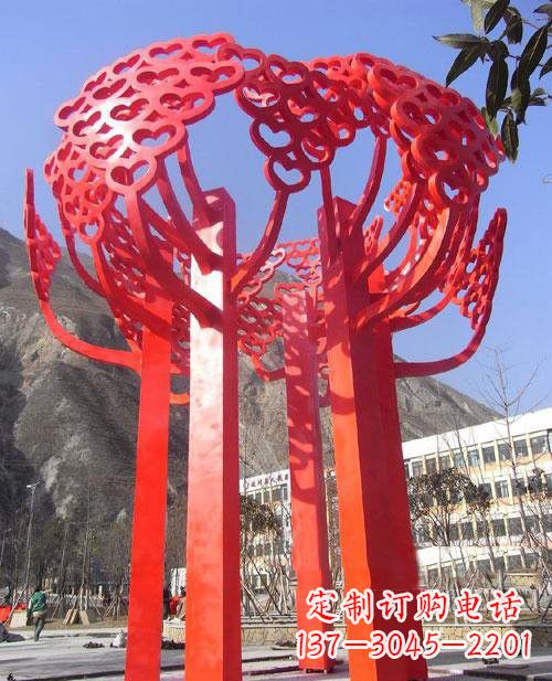 辽阳不锈钢抽象心形树叶大树雕塑