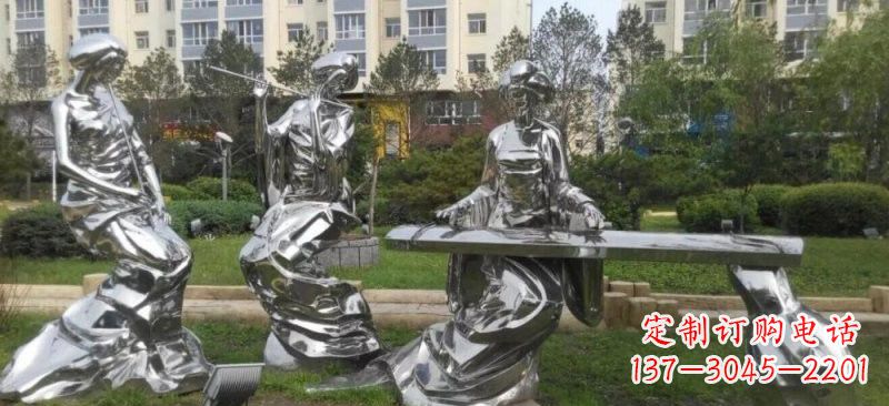 辽阳不锈钢抽象演奏乐器的古代美女雕塑