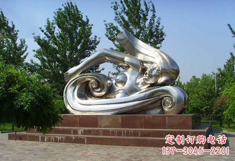 辽阳不锈钢抽象游泳女孩雕塑