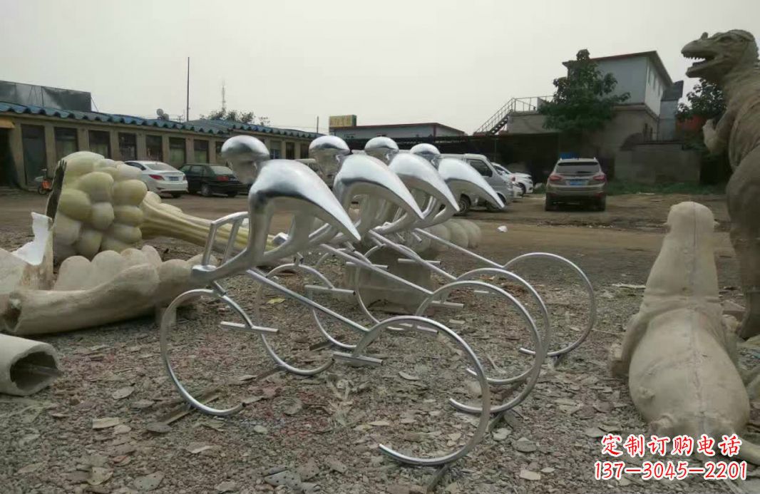 辽阳不锈钢抽象自行车人物雕塑