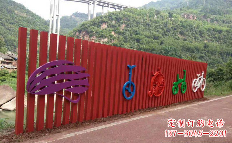 辽阳不锈钢自行车雕塑点缀公园景观
