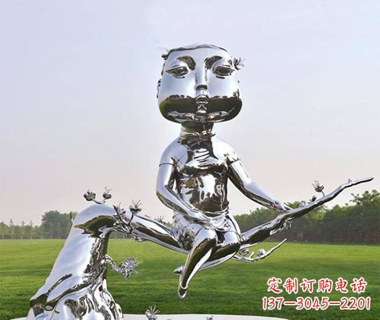 辽阳不锈钢树枝上的女孩雕塑