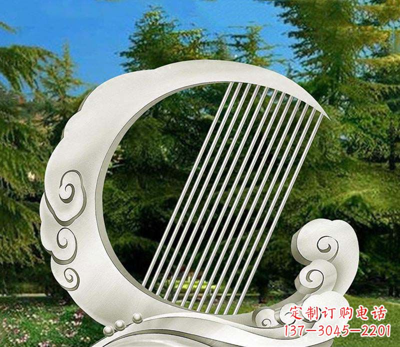 辽阳不锈钢创意月亮竖琴雕塑