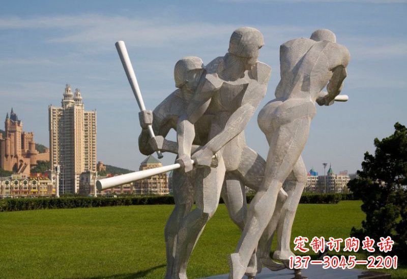 辽阳不锈钢打棒球人物雕塑2