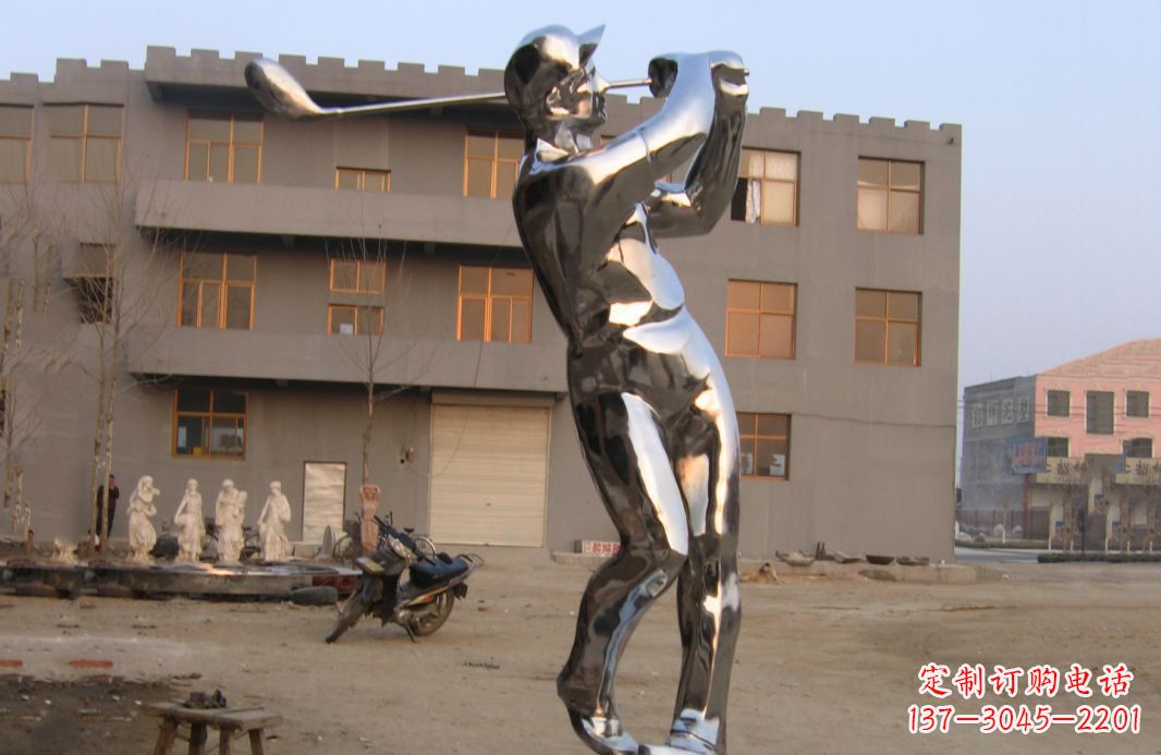 辽阳不锈钢打高尔夫球广场雕塑