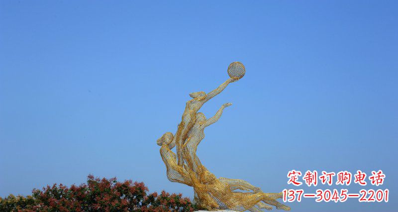 辽阳不锈钢打篮球的女孩公园景观雕塑