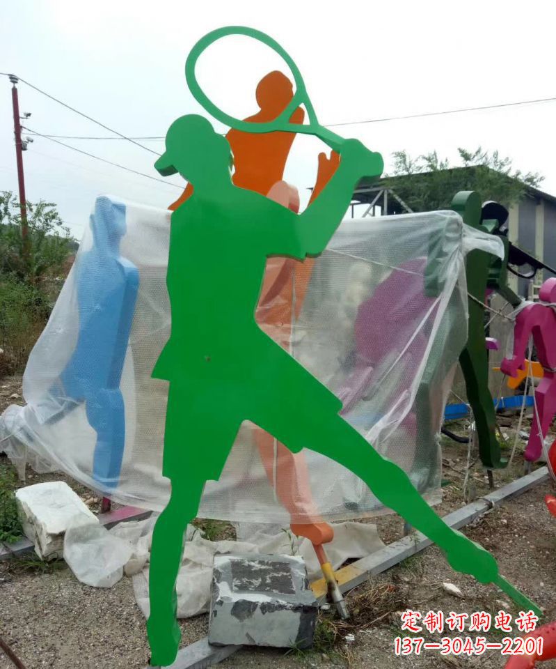 辽阳不锈钢打羽毛球抽象人物雕塑