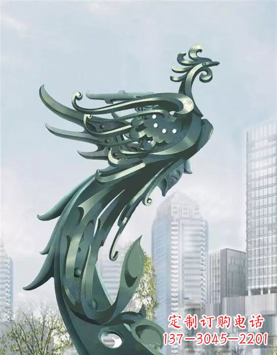 辽阳不锈钢大型凤凰雕塑美丽而神秘
