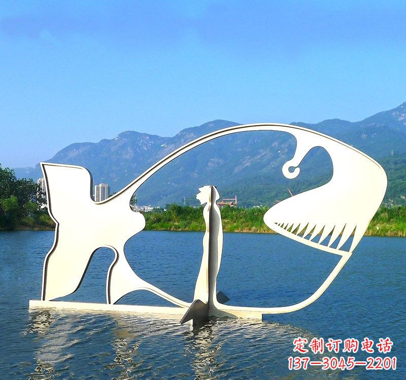 辽阳不锈钢大型抽象鲸鱼雕塑