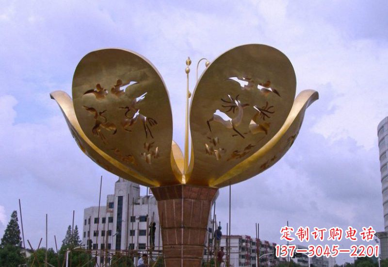 辽阳不锈钢大型紫荆花景观雕塑