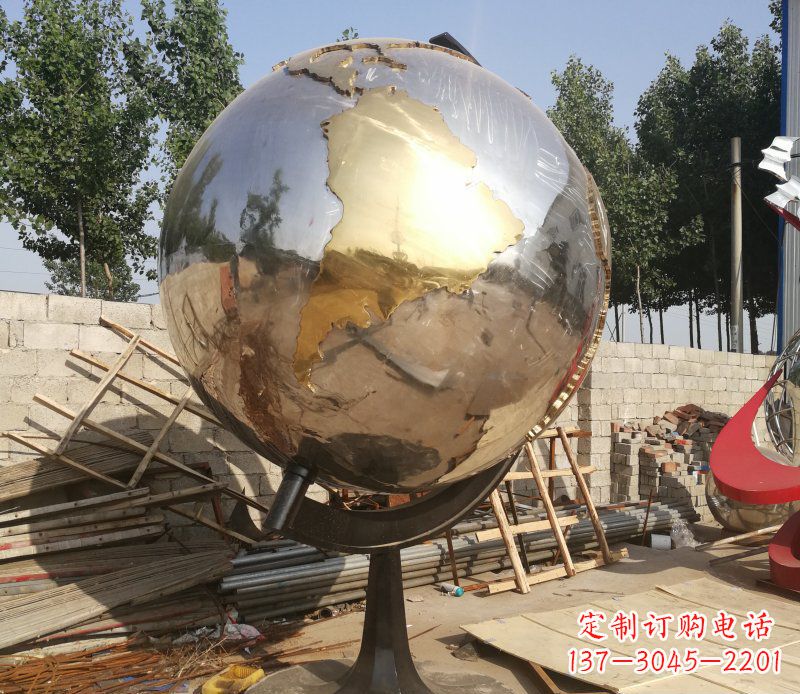 辽阳不锈钢地球仪校园雕塑_2