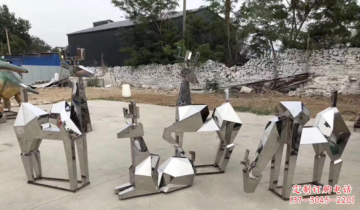 辽阳精美不锈钢梅花鹿雕塑