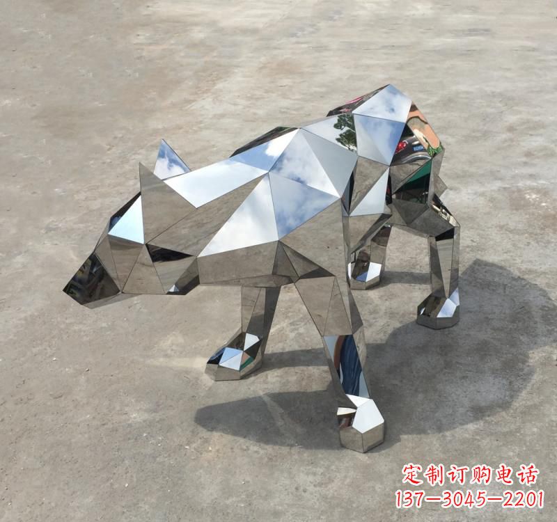 辽阳不锈钢动物几何狼雕塑