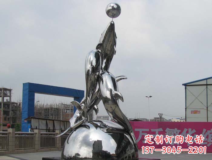 辽阳不锈钢动物三个海豚雕塑