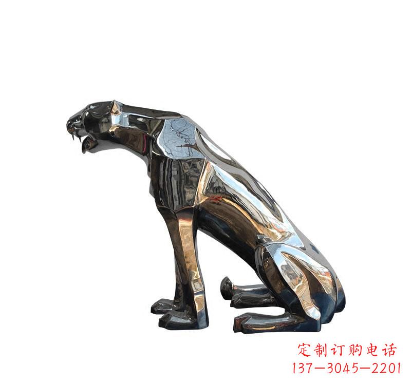 辽阳不锈钢仿真动物豹雕塑