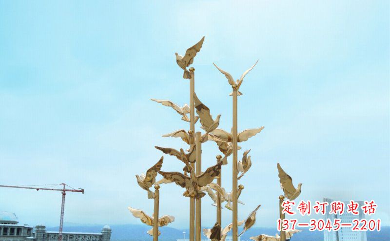 辽阳不锈钢飞翔的鸽子雕塑传递自由、和平的美好祝愿