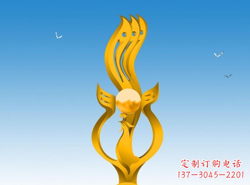 辽阳不锈钢凤凰雕塑灿烂外形,精美艺术