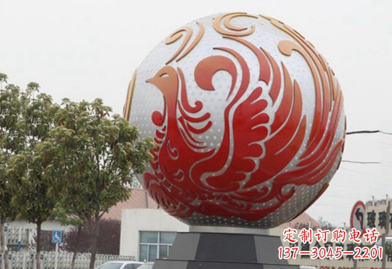 辽阳不锈钢凤凰浮雕圆球雕塑精美雕塑把艺术带到生活中
