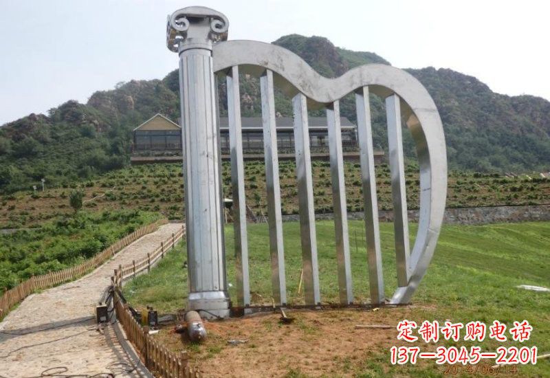 辽阳不锈钢公园大型抽象竖琴雕塑
