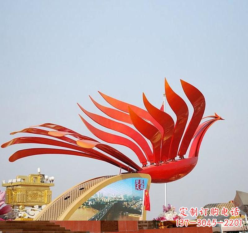 辽阳不锈钢凤凰雕塑——美丽的象征