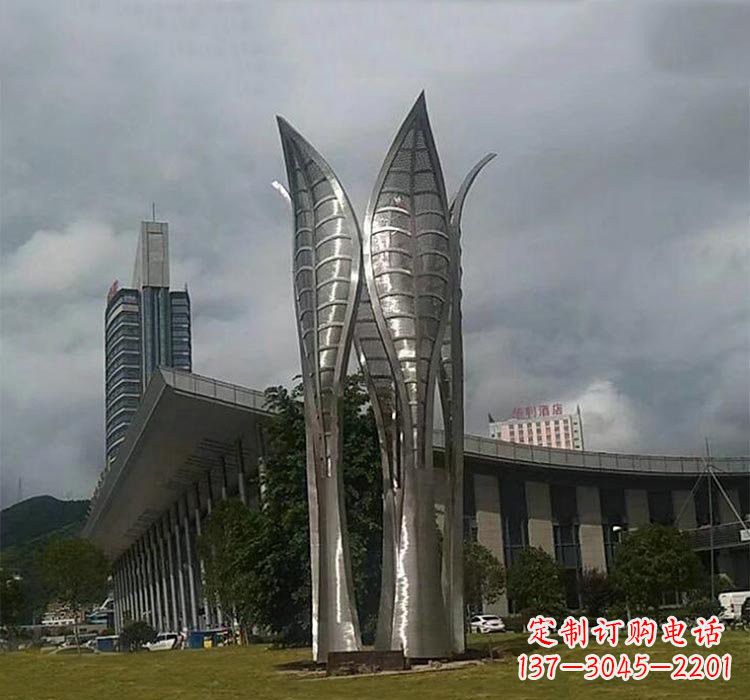 辽阳不锈钢公园大型抽象树叶雕塑