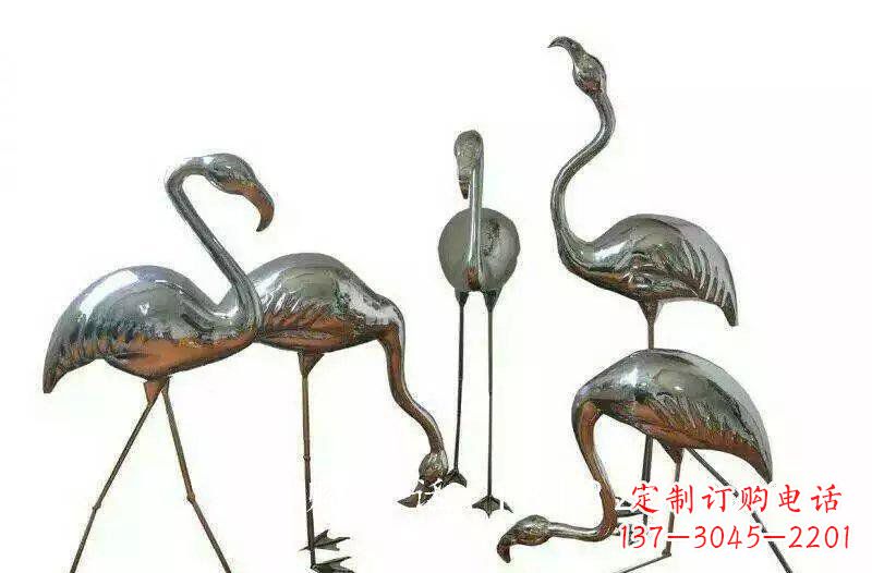 辽阳不锈钢公园动物火烈鸟雕塑