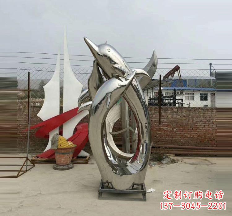 辽阳不锈钢公园动物镜面海豚雕塑