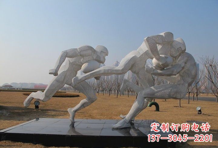 辽阳不锈钢公园橄榄球运动员雕塑