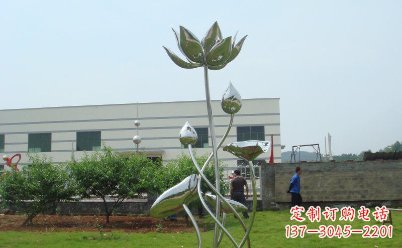 辽阳不锈钢公园荷花雕塑 (2)