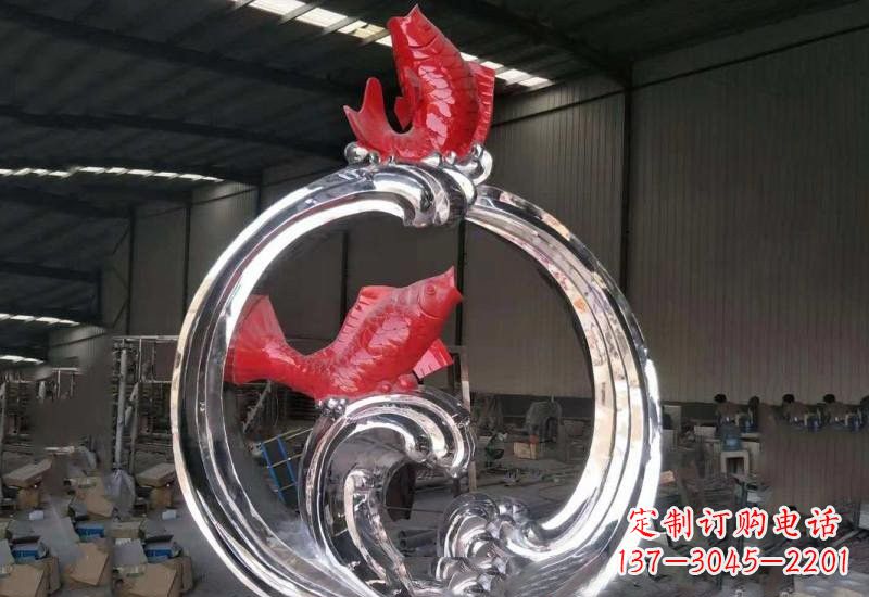 辽阳不锈钢跃龙门雕塑——浪漫传奇的见证