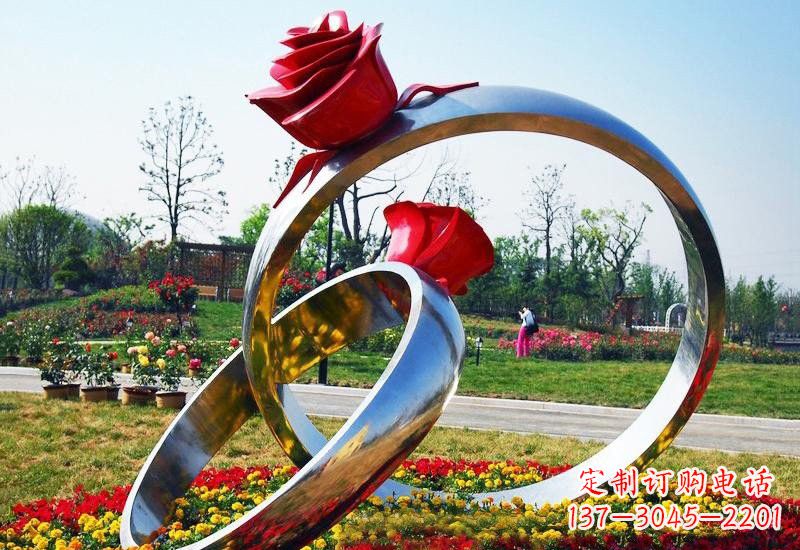 辽阳不锈钢公园玫瑰花戒指雕塑
