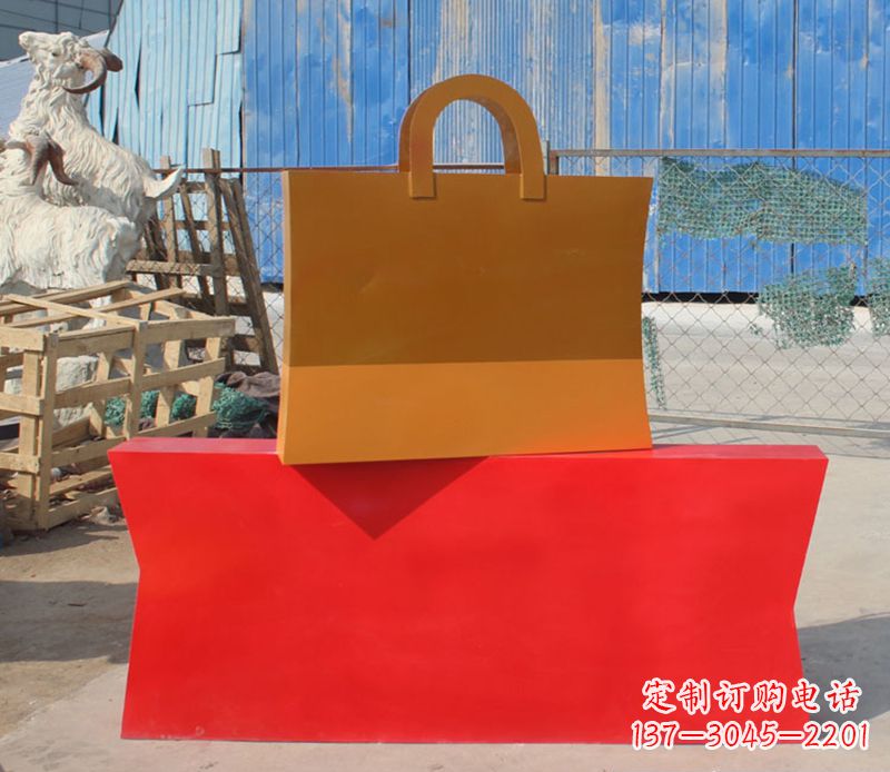 辽阳不锈钢购物袋雕塑 (2)