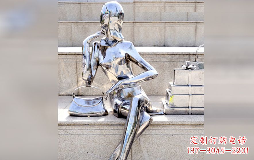 辽阳不锈钢购物美女人物雕塑