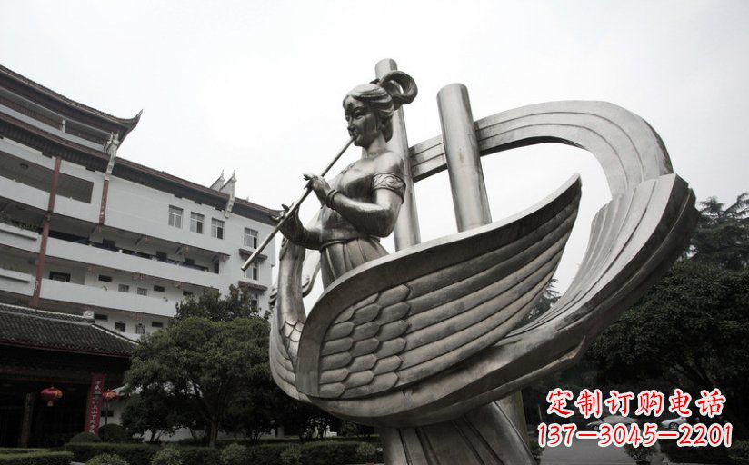 辽阳不锈钢古代美女吹笛子雕塑