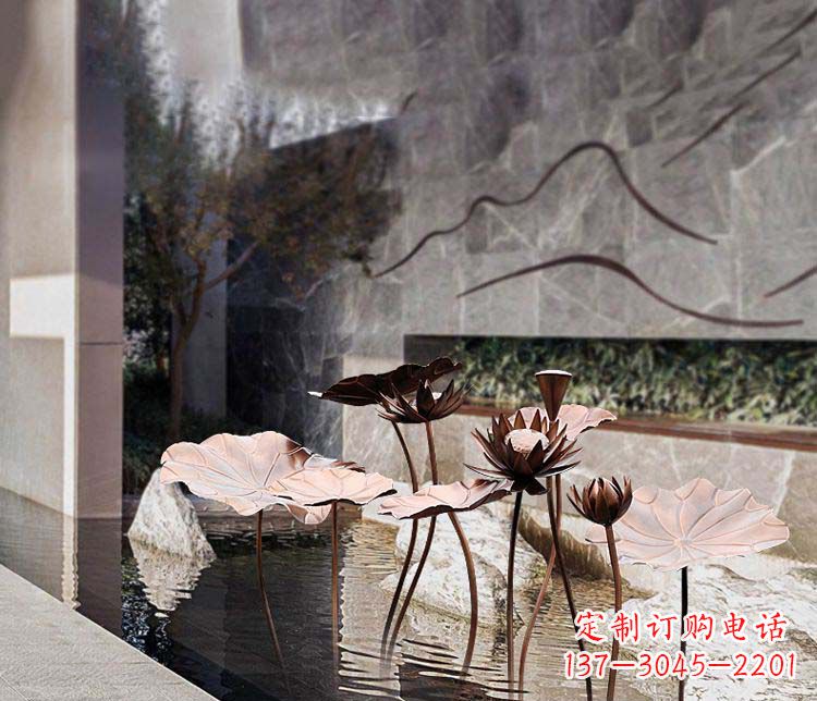 辽阳不锈钢古铜色荷花雕塑