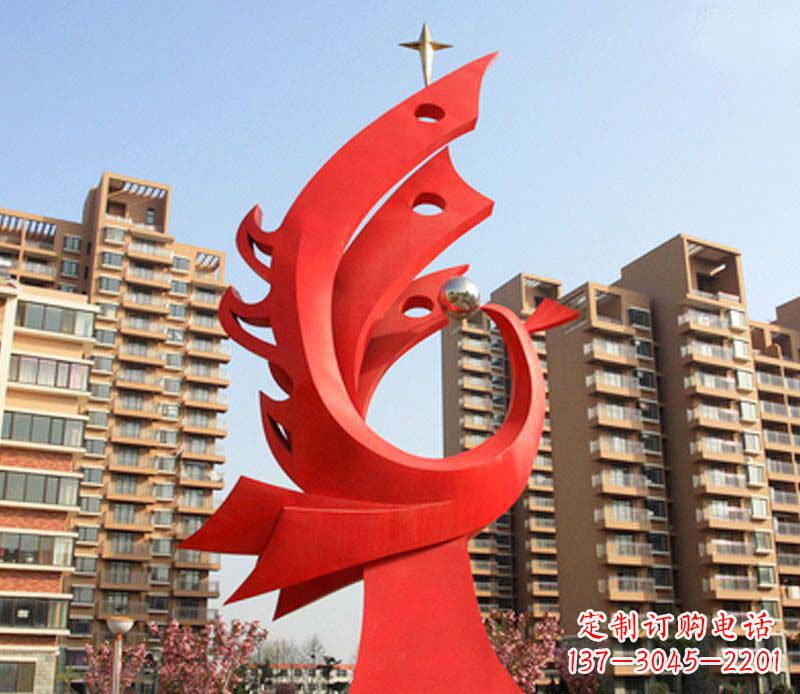 辽阳凤凰雕塑不锈钢广场的精美景观