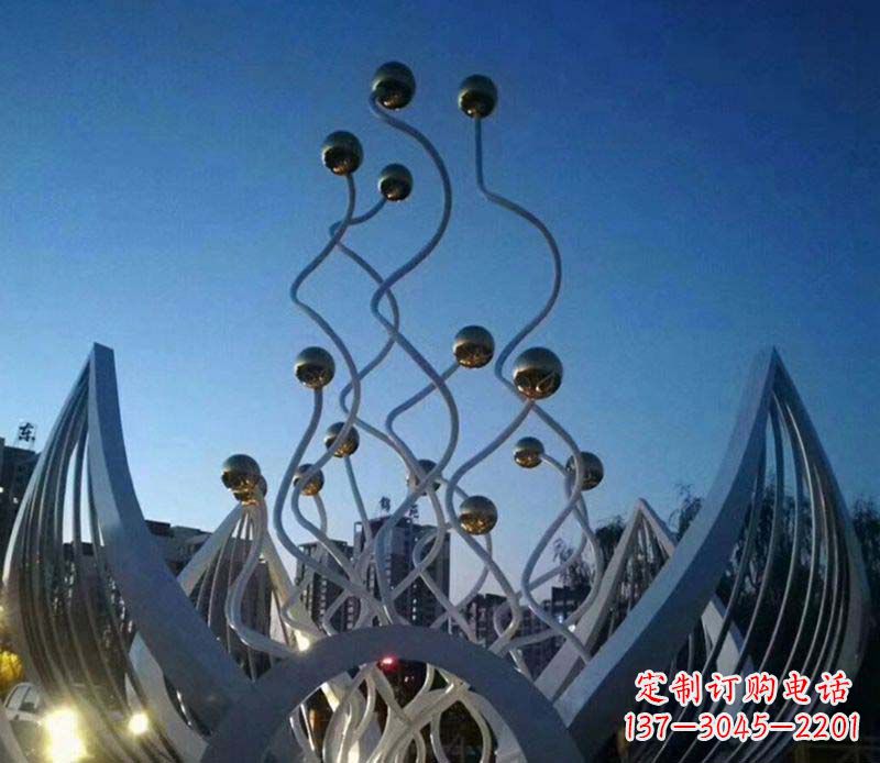 辽阳不锈钢荷花雕塑美丽的象征