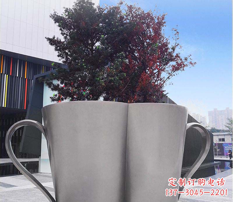 辽阳不锈钢广场水杯花盆雕塑