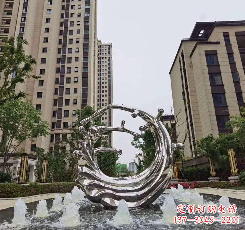 辽阳不锈钢海浪喷泉雕塑精美雕刻,灿烂绚烂
