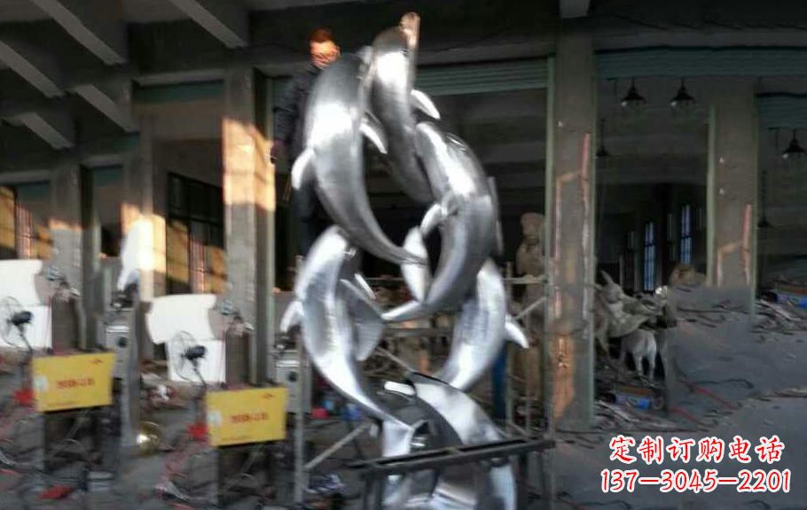 辽阳不锈钢海豚雕塑漂亮的海洋艺术品