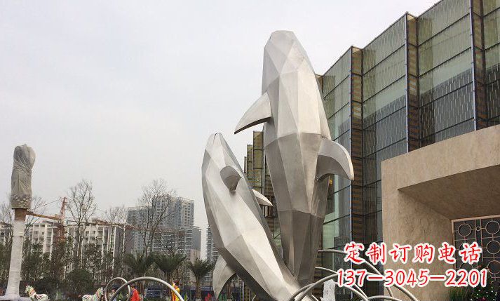 辽阳不锈钢海豚喷泉雕塑精美的海洋之美