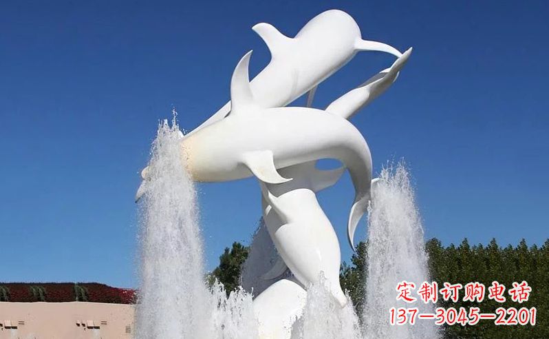 辽阳不锈钢海豚喷泉雕塑传递海豚的美丽