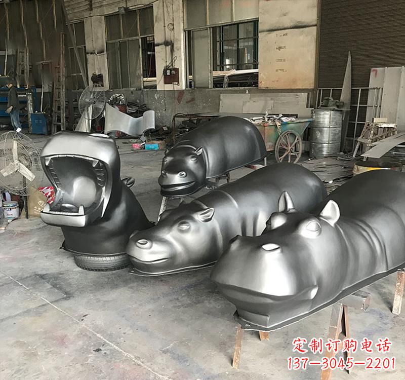 辽阳不锈钢河马雕塑22