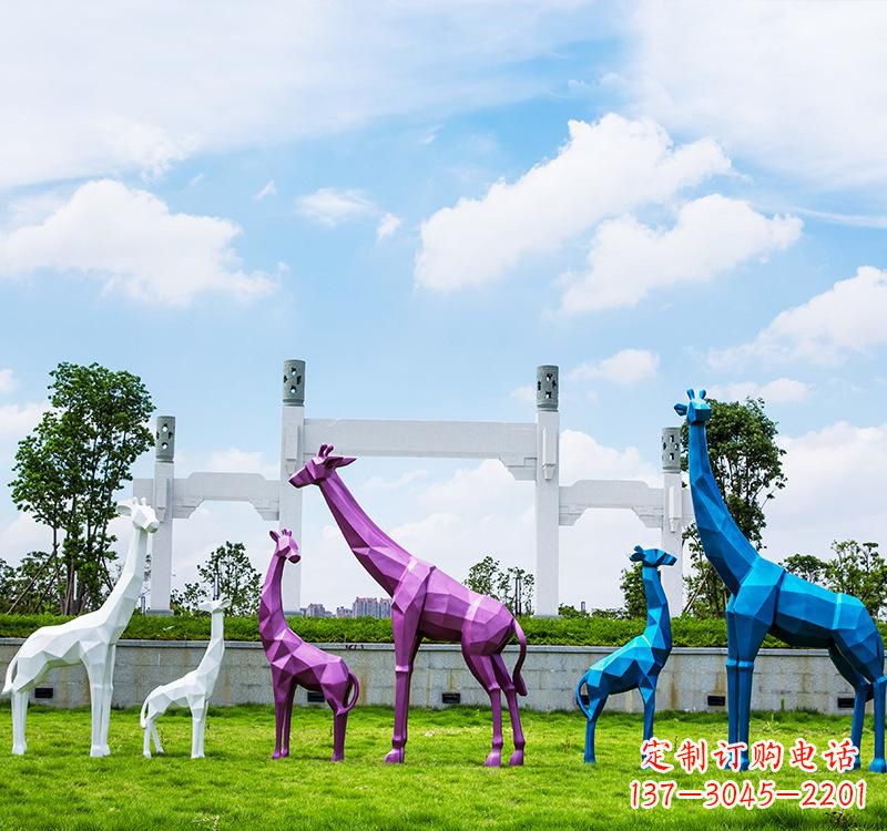 辽阳不锈钢户外长颈鹿雕塑
