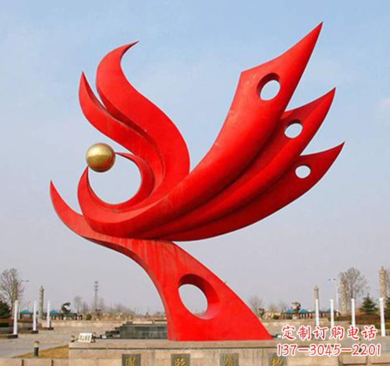 辽阳不锈钢火凤凰动物雕塑